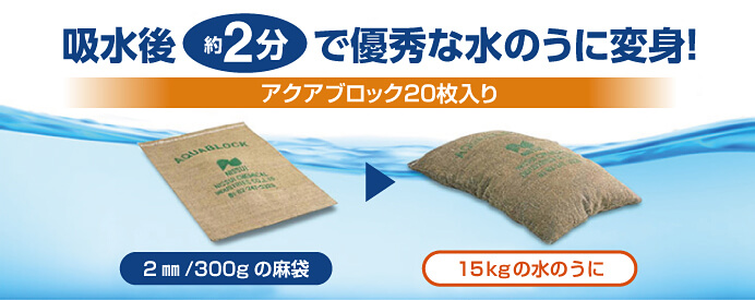 吸水後約2分で優秀な水のうに変身!